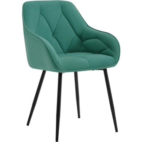 Woltu – Chaise de salle à manger en velours et métal – Chaise ergonomique pour bureau, salon, coiffeuse – Dimensions 56x53x83.5cm – Vert turc