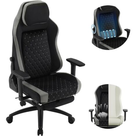 WOLTU Chaise Gaming, Chaise de Bureau, Chaise de Course en Velours, Noir + Gris