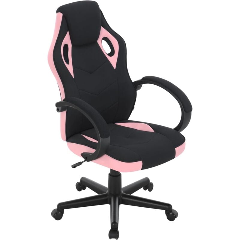 Woltu - Chaise Gaming Respirant en Tissu Fauteuil Gamer, Chaise Bureau, Design Ergonomique, Hauteur Réglable, Pivotant à 360°, Noir+Rose