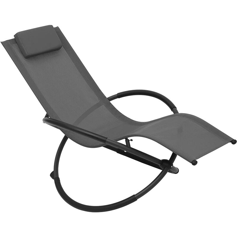 Chaise Longue Pliable Bain de Soleil pour Jardin fauteil Relax Baignoire en Tissu Respirant Charge maximale 160 kg. Gris - Gris - Woltu