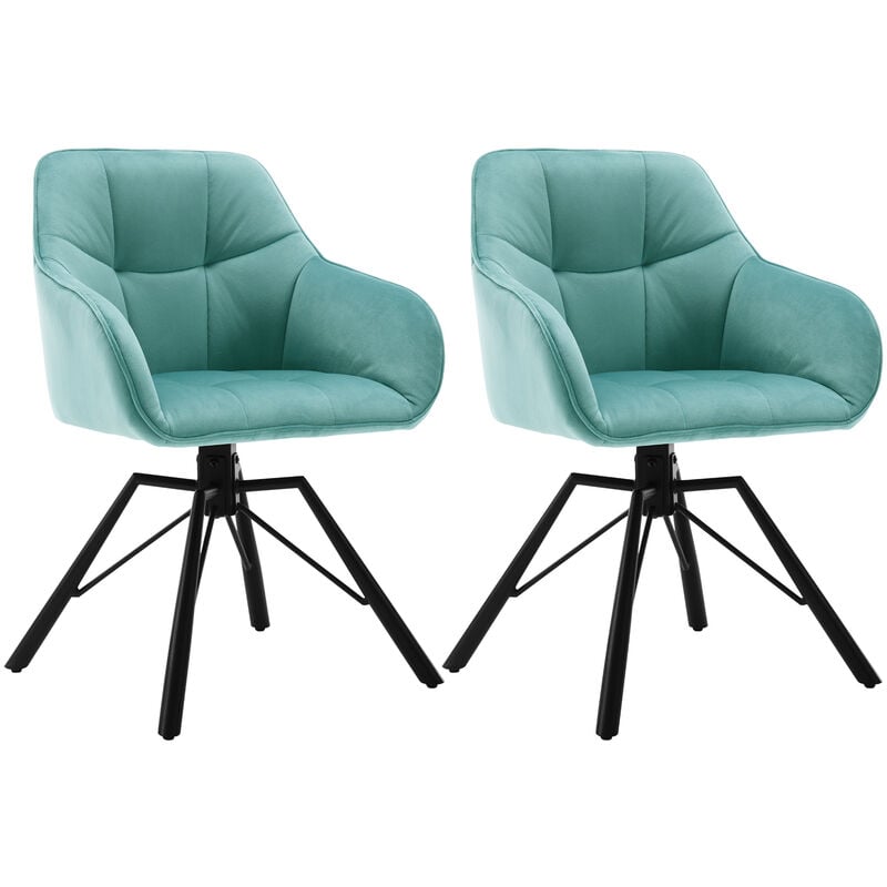 Woltu - Lot de 2 Chaises Pivotante à 360° Chaise Salle à Manger en Velours, Fauteuil Scandinave, Pieds en Métal, Vert Turc