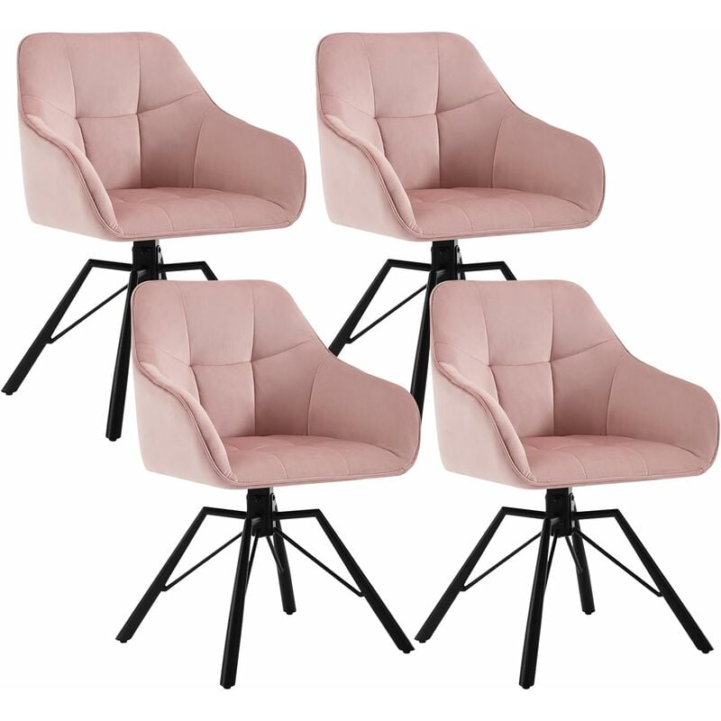 Woltu - Lot de 4 Chaises Pivotante à 360° Chaise Salle à Manger en Velours + Métal, Chaise Scandinave, Chaise de Cuisine, Fauteuil Salle à Manger,