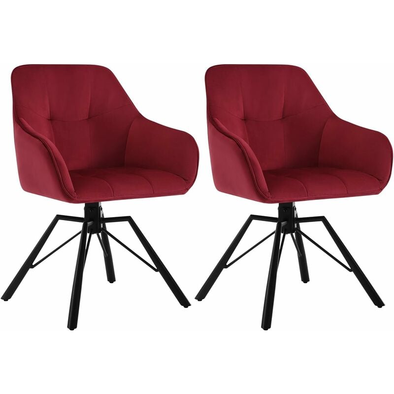 Woltu - Lot de 2 Chaises Pivotante à 360° Chaise Salle à Manger en Velours + Métal, Chaise Scandinave, Chaise de Cuisine, Fauteuil Salle à Manger,