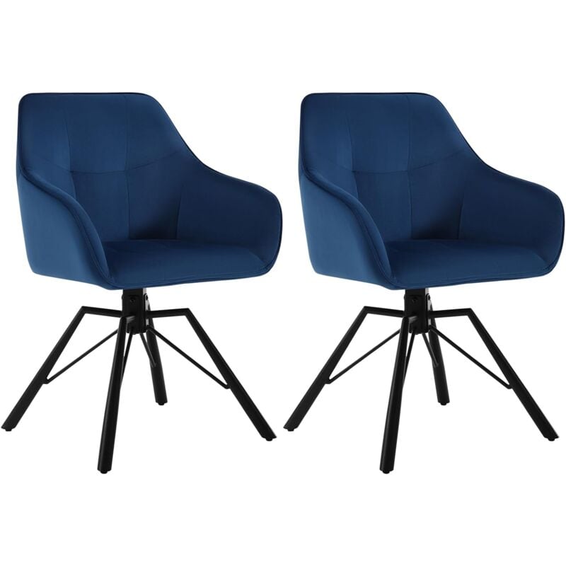 Woltu - Lot de 2 Chaises Pivotante à 360° Chaise Salle à Manger en Velours + Métal, Chaise Scandinave, Chaise de Cuisine, Fauteuil Salle à Manger,