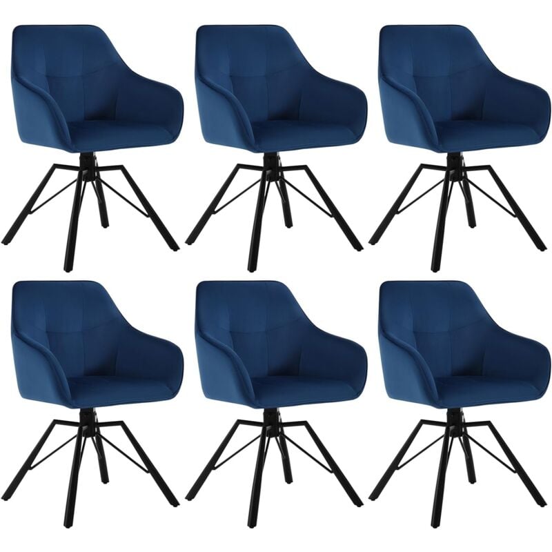 Woltu - Lot de 6 Chaises Pivotante à 360° Chaise Salle à Manger en Velours + Métal, Chaise Scandinave, Chaise de Cuisine, Fauteuil Salle à Manger,