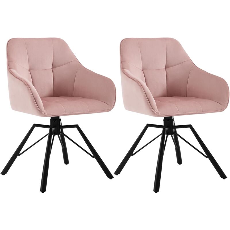 Woltu - Lot de 2 Chaises Pivotante à 360° Chaise Salle à Manger en Velours + Métal, Chaise Scandinave, Chaise de Cuisine, Fauteuil Salle à Manger,