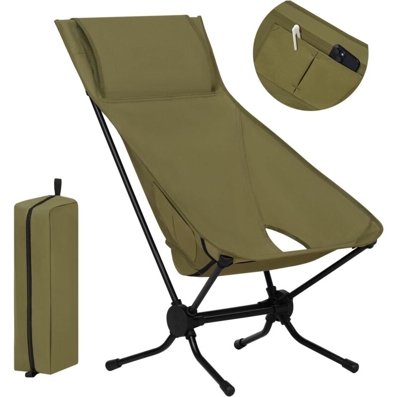 chaise pliante camping. chaise de plage pliable et portable. chaise de pêche ultra-légère. vert - woltu