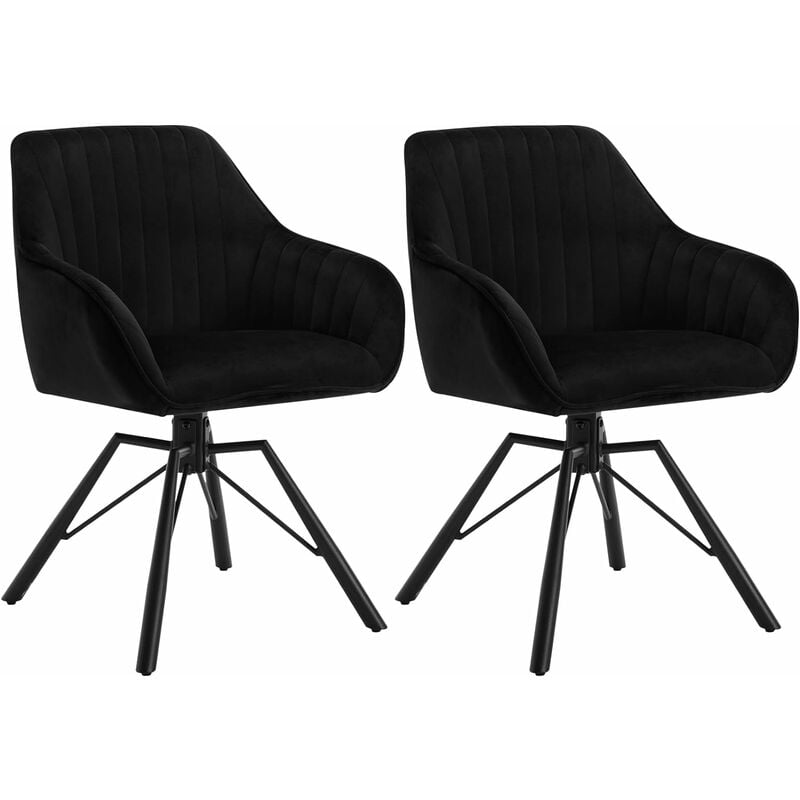 Woltu - Lot de 2 Chaises Salle à Manger siège en Velours, Pieds en Métal, Chaise de Cuisine avec Dossier et Accoudoirs, Chaise Scandinave, Chaise