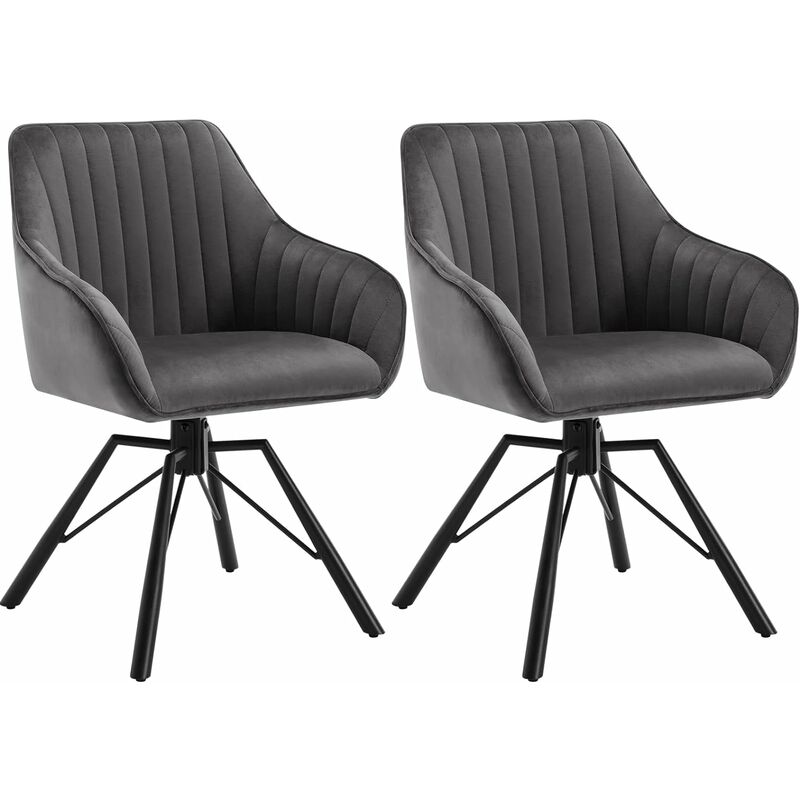 Woltu - Lot de 2 Chaises Salle à Manger siège en Velours, Pieds en Métal, Chaise de Cuisine avec Dossier et Accoudoirs, Chaise Scandinave, Chaise