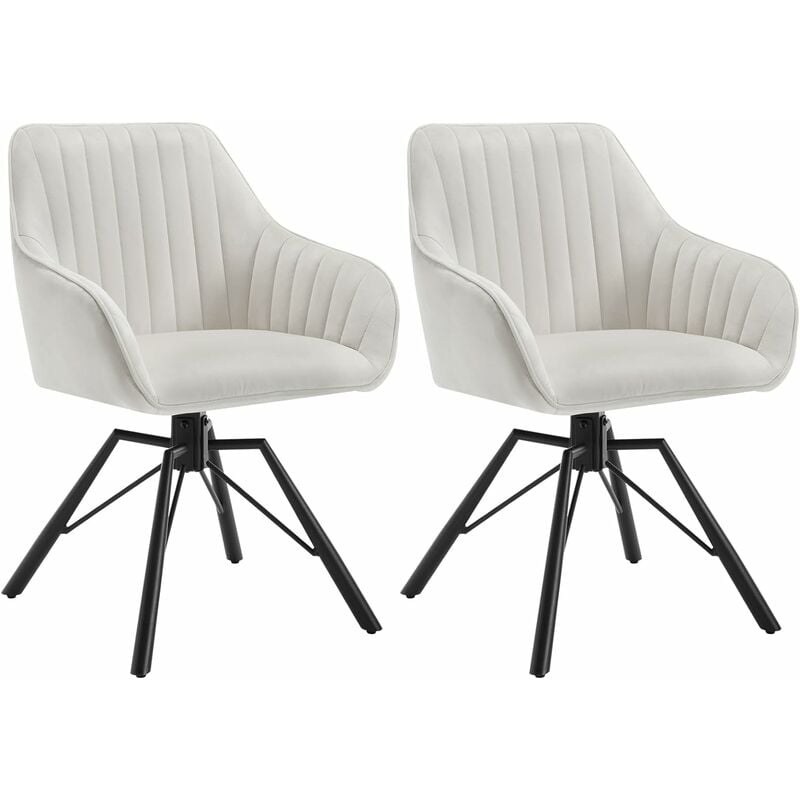 Woltu - Lot de 2 Chaises Salle à Manger siège en Velours, Pieds en Métal, Chaise de Cuisine avec Dossier et Accoudoirs, Chaise Scandinave, Chaise