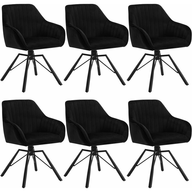 Woltu - Chaise Salle à Manger Lot de 6, siège en Velours, Pieds en Métal, Chaise de Cuisine avec Dossier et Accoudoirs, Chaise Scandinave, Chaise