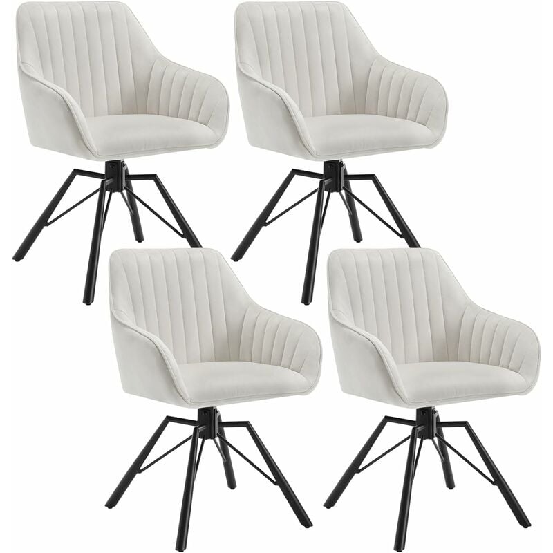 Woltu - Lot de 4 Chaises Salle à Manger siège en Velours, Pieds en Métal, Chaise de Cuisine avec Dossier et Accoudoirs, Chaise Scandinave, Chaise