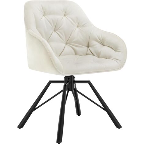WOLTU Chaise Salle à Manger Pivotante, Chaise Cuisine en Velours + Métal, Chaise à Haut Dossier, Chaise Scandinave, Crème