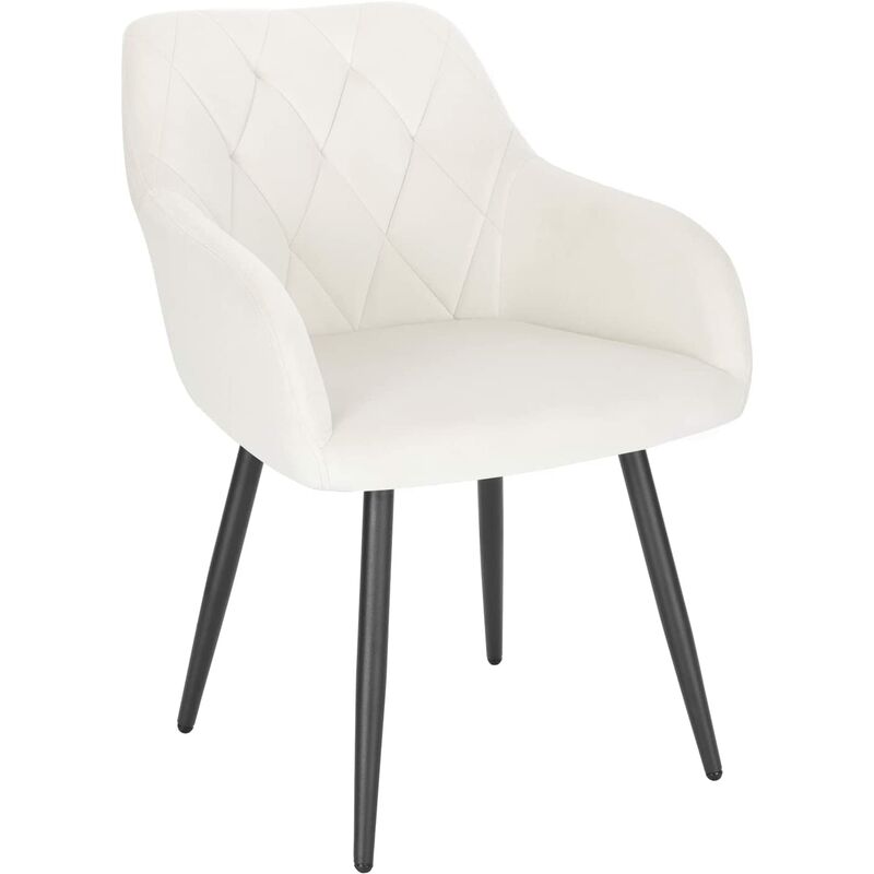 Woltu - Chaise Salle à Manger, Chaise de Cuisine en Velours, Assis Rembourré et Pieds en Métal, Blanc BH352cm-1