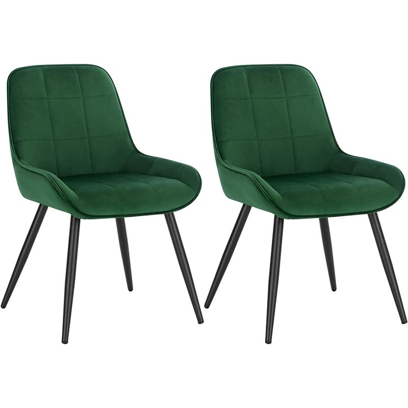 Woltu - Lot de 2 Chaises de Salle à Manger Chaises Relaxantes en Velours, Ergonomiques avec Dossier, Vert foncé BH331dgn-2