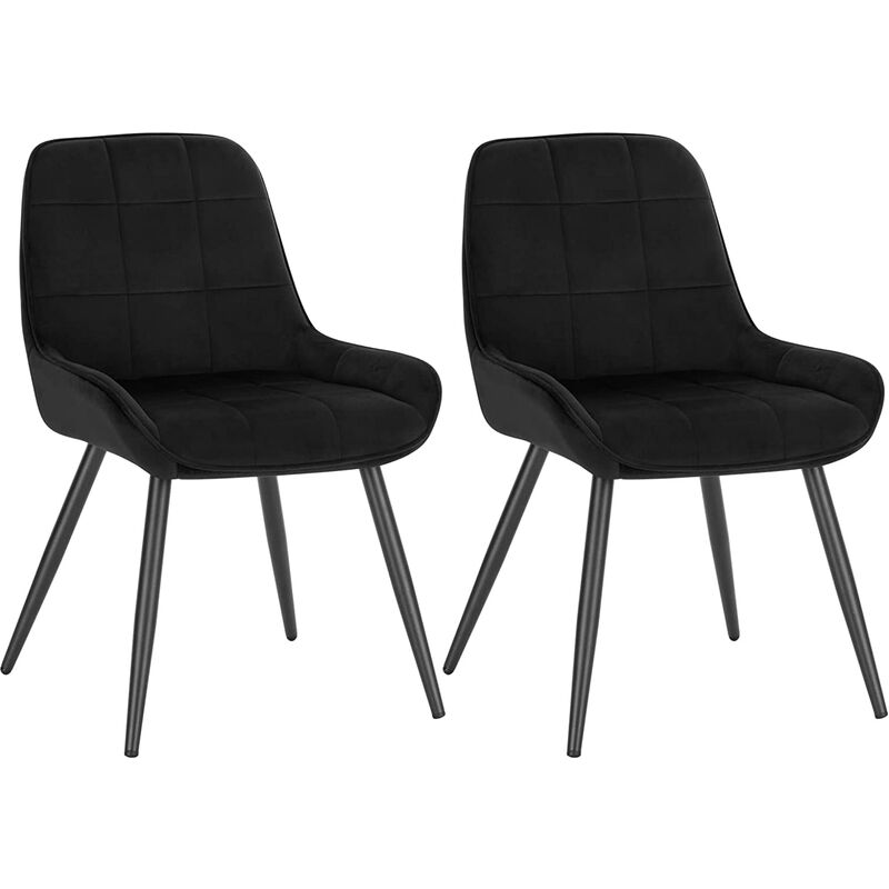Woltu - Lot de 2 Chaises de Salle à Manger Chaises Relaxantes en Velours, Ergonomiques avec Dossier, Noir BH331sz-2