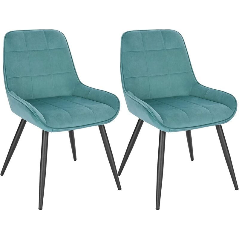 Woltu - Lot de 2 Chaises de Salle à Manger Chaises Relaxantes en Velours, Ergonomiques avec Dossier, Vert Turc BH331ts-2