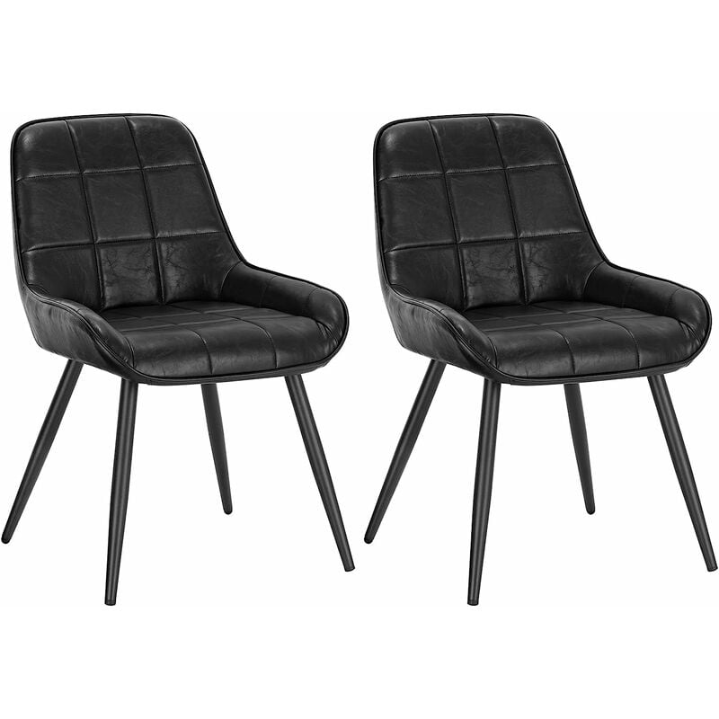 Woltu - Lot de 2 Chaises de Salle à Manger Chaises Scandinaves en Simili Cuir, Chaise de réception, Noir