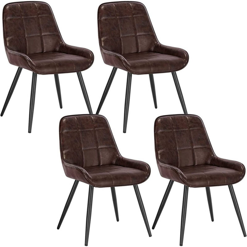Lot de 4 Chaises de Salle à Manger WOLTU, Chaises Relaxantes en SimiliCuir, Ergonomiques avec Dossier, Marron foncé BH332dbr-4
