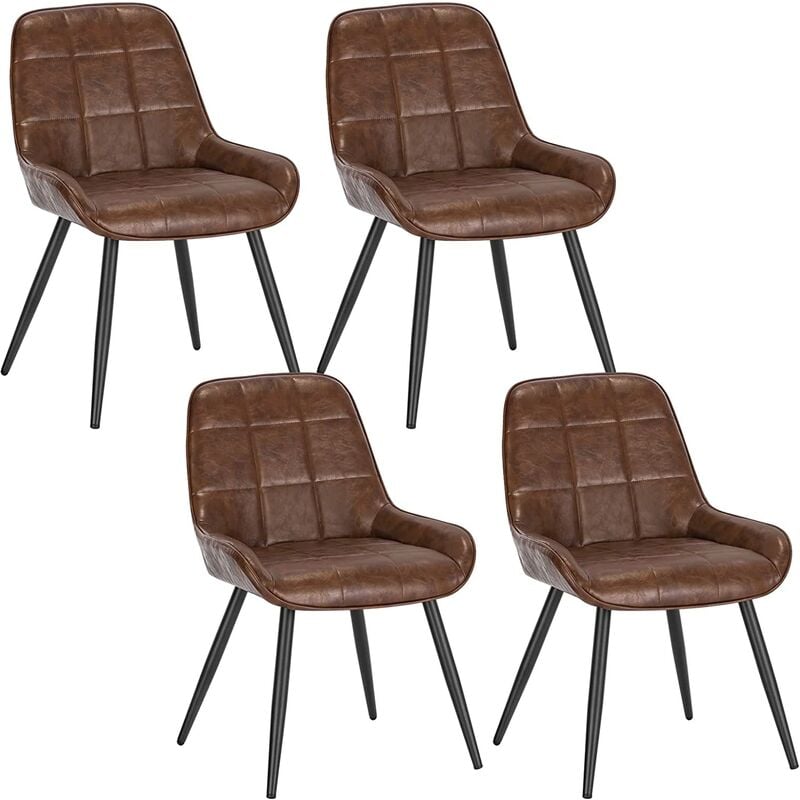 Lot de 4 Chaises de Salle à Manger WOLTU, Chaises Relaxantes en SimiliCuir, Ergonomiques avec Dossier, Marron BH332br-4