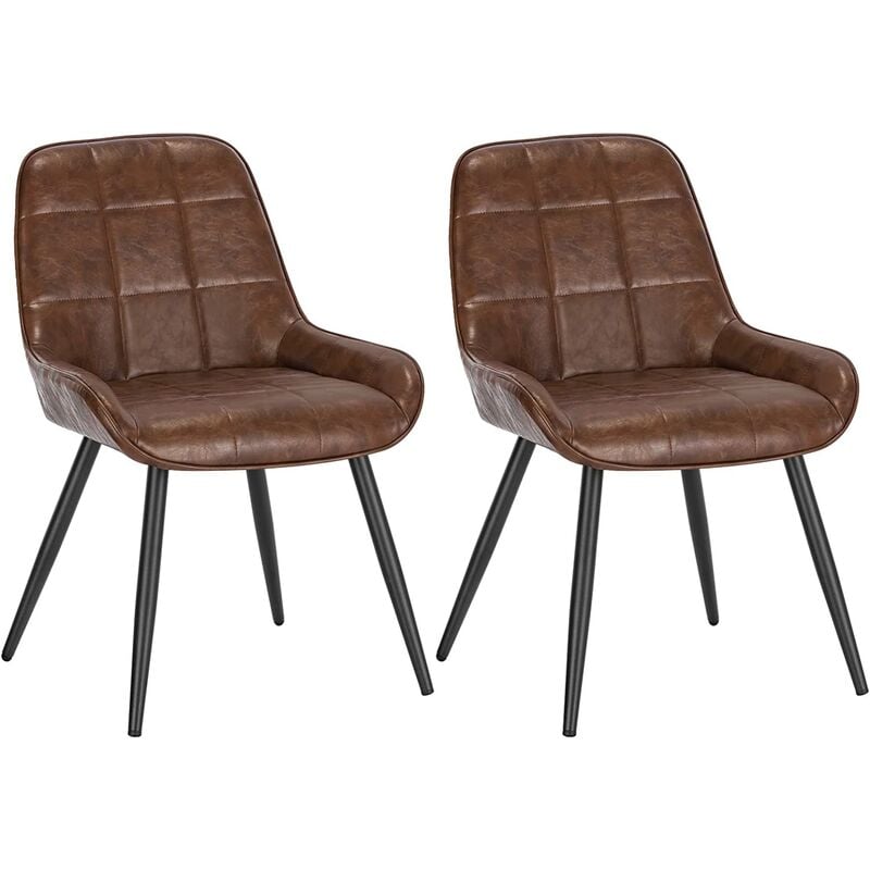 Woltu - Lot de 2 Chaises de Salle à Manger Chaises Relaxantes en SimiliCuir, Ergonomiques avec Dossier, Marron BH332br-2