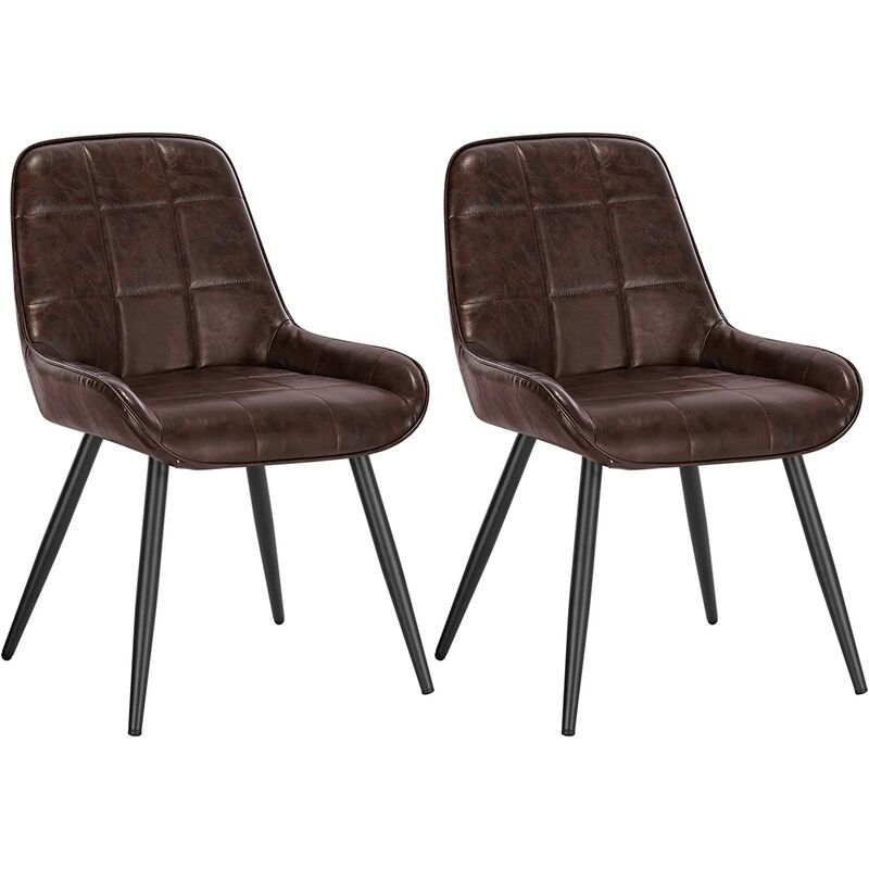 Woltu - Lot de 2 Chaises de Salle à Manger Chaises Relaxantes en SimiliCuir, Ergonomiques avec Dossier, Marron foncé BH332dbr-2