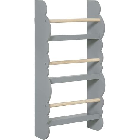 WOLTU Children bookcases Kids Display Bookshelf Storage Unit Shelving Wooden Rack Grey