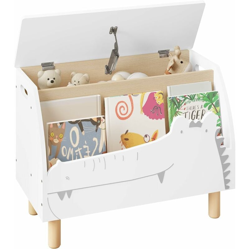 Coffre à Jouet Woltu Banc de Rangement Enfant avec Couvercle, Bibliothèque Enfant en mdf, 60x30x44cm, Blanc