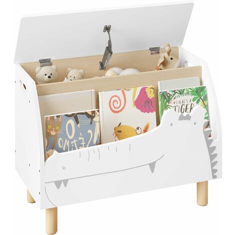 Woltu – Coffre à jouets en MDF blanc – Banc de rangement enfant 60x30x44cm – Coins arrondis pour sécurité – Facile à nettoyer