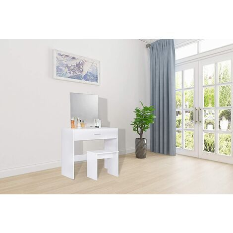 ECD Germany Tabouret de Coiffeuse, Blanc, 40x36x41cm, Design Élégant, Grand  Confort Siege d'Assise, Banquette en