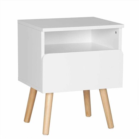 WOLTU Comodino Moderno con Cassetto Comodini da Notte Organizzatore da Letto Bianco