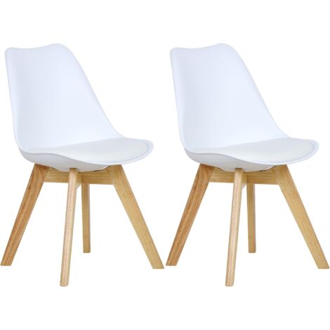 WOLTU Coppia Sedie Cucina Sedia Imbottita Moderna Con Schienale PU Gambe Legno Bianco (PU)