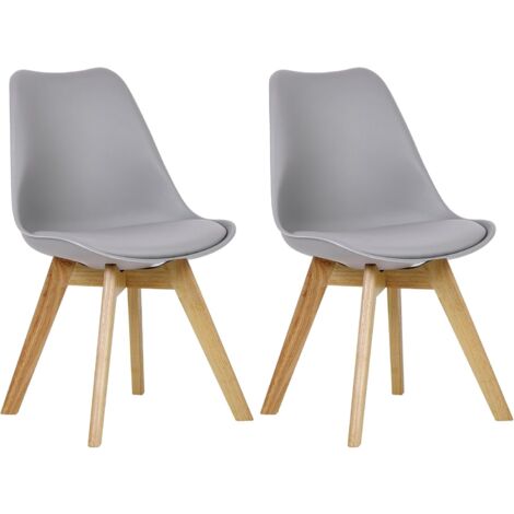 WOLTU Coppia Sedie Cucina Sedia Imbottita Moderna Con Schienale PU Gambe Legno Grigio (PU)