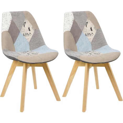WOLTU Coppia Sedie Cucina Sedia Imbottita Moderna Con Schienale PU Gambe Legno Patchwork 1 (Lino)