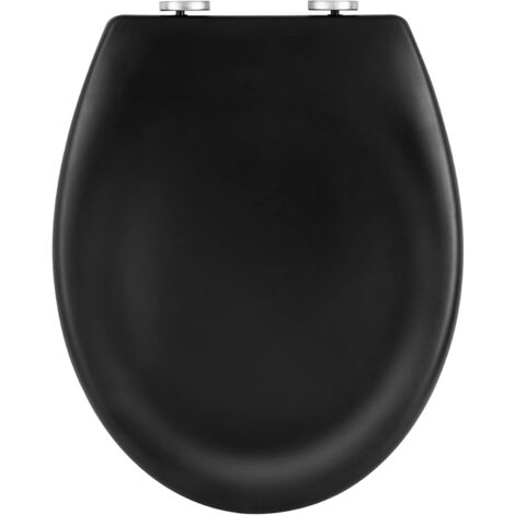 WOLTU Copriwater. Sedile WC Nero Opaco con Chiusura Ammortizzata e Cerniere Regolabili a 360°. Tavoletta WC per Montaggio dall’Alto e dal Basso. Copri WC Ovale in Duroplast a Sgancio Rapido. Nero