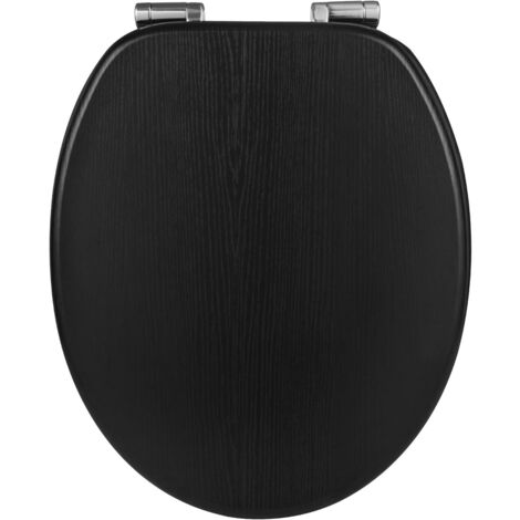 WOLTU Copriwater Universale in Legno Sedile WC Coperchio Tavoletta Copri WC Nero
