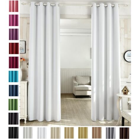 WOLTU Cortina Opaca con Ojales 1 Pieza Cortinas Térmicas Aislantes Moderna Decoración Ventanas para Dormotorio Habitacion Sala Salon 135x175 cm Blanco  ,Cortina sin correas