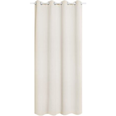 WOLTU Cortina Opaca con Ojales 1 Pieza Cortinas Térmicas Aislantes Moderna Decoración Ventanas para Dormotorio Habitacion Sala Salon 135x245 cm Crema  ,Cortina sin correas