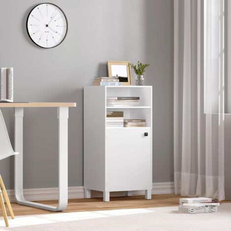 WOLTU Credenza Moderna con Tanto Spazio. Credenza Cucina con Portabottiglie per 5 Bottiglie. Libreria Chiusa.Bianco