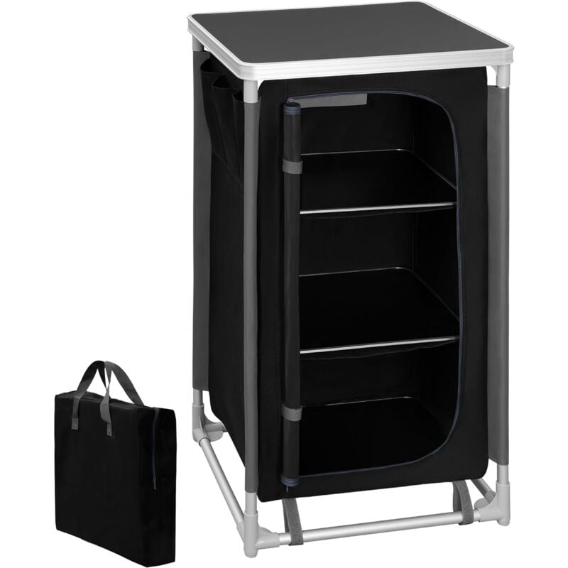 Cuisine de Camping, 47 x 58 x 105, 5 cm, Placard de Camping, Armoire de Camping Portable, Table Pique Nique, Table Camping, Cadre en Aluminium, Noir