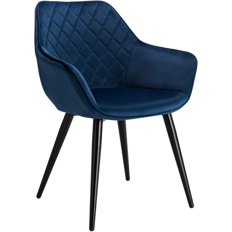 Woltu - dining chairs Kitchen chairs Velvet Padded Seat chairs Arms Counter Lounge Blue