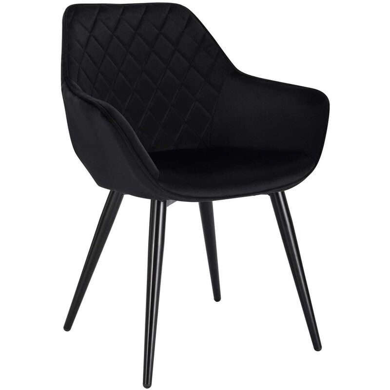 Woltu - dining chairs Kitchen chairs Velvet Padded Seat chairs Arms Counter Lounge Black