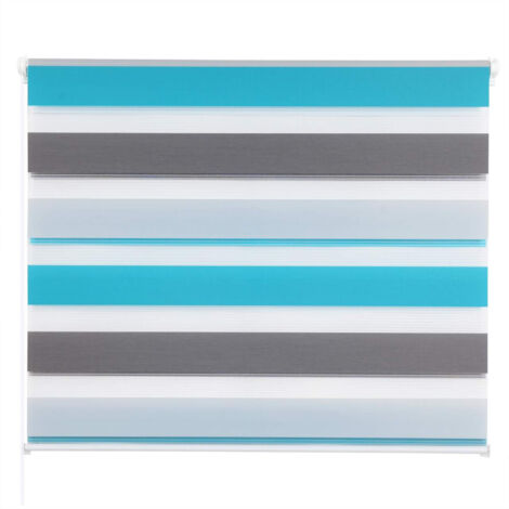 WOLTU Doppelrollo Weiss+Grau+Türkis  90x130cm