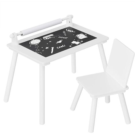 WOLTU Ensemble de Table et Chaise pour Enfants. Table Dessin avec Espace de Rangement et Rouleau du Papier. Blanc SG022