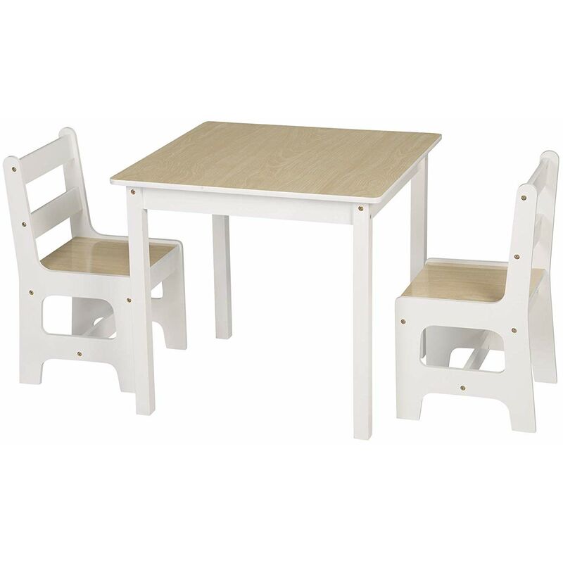 Woltu - Ensemble table et chaises en mdf pour enfants. 1 x table d'enfant + 2 chaises pour enfants d'âge préscolaire
