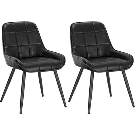 WOLTU Esszimmerstühle 2er Set, Polsterstuhl Kunstleder, Küchenstuhl gepolstert, Akzentstuhl für Wohnzimmer Schlafzimmer Küche, ergonomischer Stuhl mit Rückenlehne, Schwarz