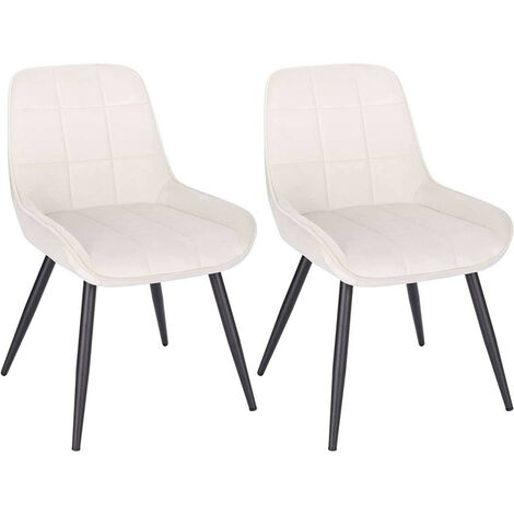 WOLTU Esszimmerstühle 2er Set, Polsterstuhl Samt, Küchenstuhl gepolstert, Akzentstuhl für Wohnzimmer Schlafzimmer Küche, ergonomischer Stuhl mit Rückenlehne, Cremeweiß