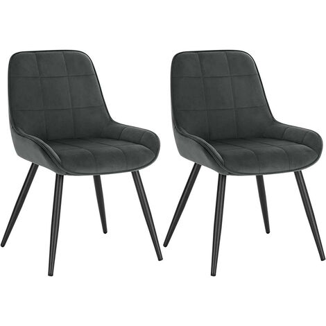 WOLTU Esszimmerstühle 2er Set, Polsterstuhl Samt, Küchenstuhl gepolstert, Akzentstuhl für Wohnzimmer Schlafzimmer Küche, ergonomischer Stuhl mit Rückenlehne, Dunkelgrau