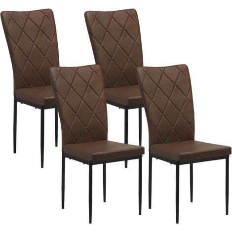 WOLTU Esszimmerstühle 4er Set, Küchenstuhl Kunstleder, mit hoher Rückenlehne, Polsterstuhl mit Metallbeinen, für Esszimmer Esstisch Küche Wohnzimmer Büro, Vintage, Dunkelbraun