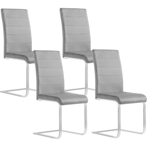 WOLTU Esszimmerstühle 4er Set, Schwingstuhl, Freischwinger Stuhl, Küchenstuhl, Samtstuhl, Polsterstuhl, mit hoher Rückenlehne, für Esszimmer Esstisch Küche Wohnzimmer Büro, Dunkelgrau
